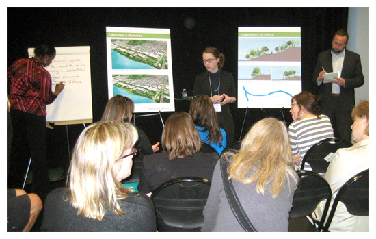 Community members gather to give feedback during a Green Boulevard public meeting in 2010.