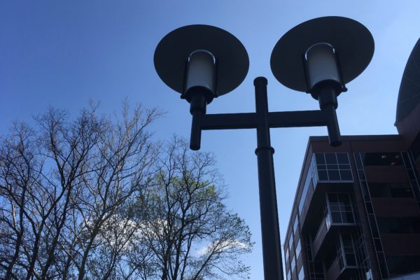 New lighting has been installed as part of the upgrades to the riverfront trail on the Buncher Company property in the Strip.