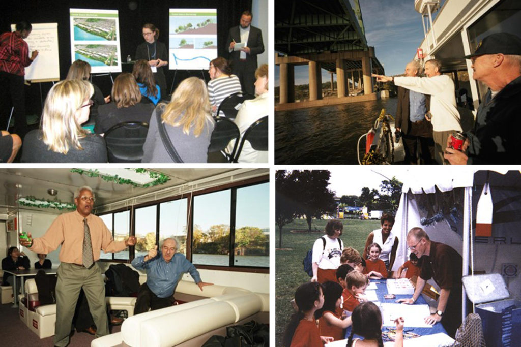 Riverlife public meetings on land and water over 20 years. Images by Riverlife.