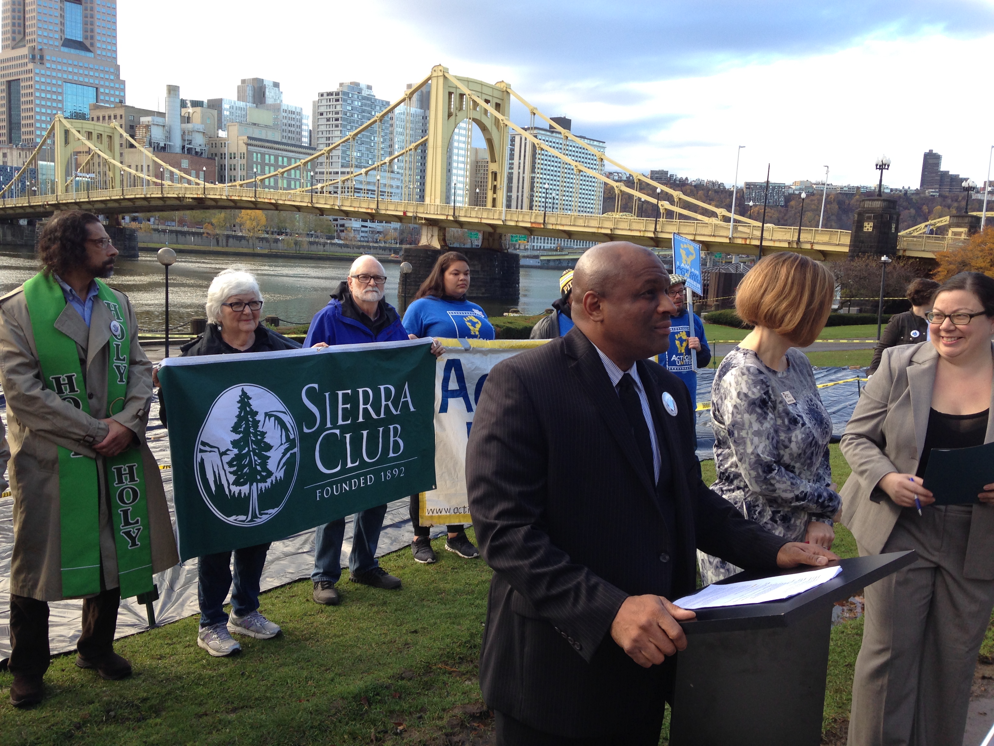 Community leaders gather at Allegheny Landing to protest Alcosan plan